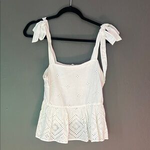 Madewell White Eyelet Camisole with Tie Straps